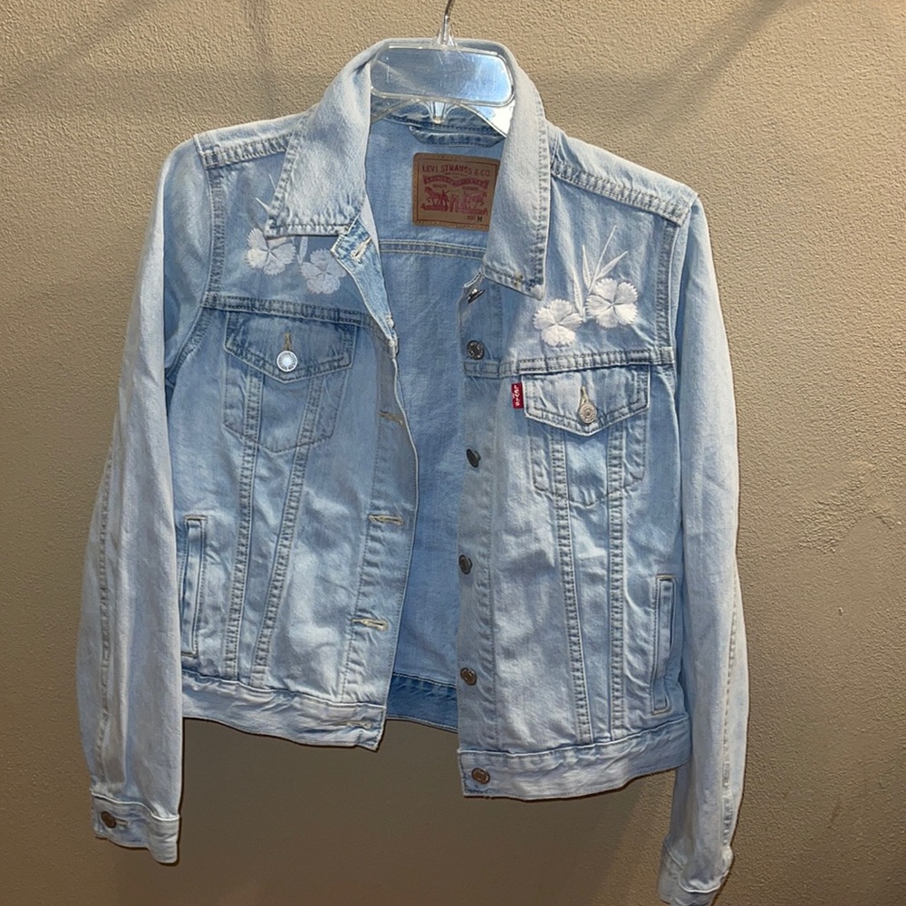 Levi’s jean jacket with embroidered flowers